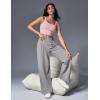 IUGA Wide Leg Pants Woman Pull on Stretchy Work Dress Pants High Waisted Business Casual Trousers Slacks(Light Grey)