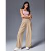 IUGA Wide Leg Pants Woman Pull on Stretchy Work Dress Pants High Waisted Business Casual Trousers Slacks(Light Khaki)