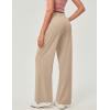 IUGA Wide Leg Pants Woman Pull on Stretchy Work Dress Pants High Waisted Business Casual Trousers Slacks(Light Khaki)