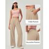 IUGA Wide Leg Pants Woman Pull on Stretchy Work Dress Pants High Waisted Business Casual Trousers Slacks(Light Khaki)