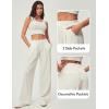 IUGA Wide Leg Pants Woman Pull on Stretchy Work Dress Pants High Waisted Business Casual Trousers Slacks(Off-white)