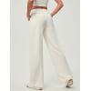 IUGA Wide Leg Pants Woman Pull on Stretchy Work Dress Pants High Waisted Business Casual Trousers Slacks(Off-white)