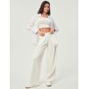 IUGA Wide Leg Pants Woman Pull on Stretchy Work Dress Pants High Waisted Business Casual Trousers Slacks(Off-white)