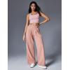 IUGA Wide Leg Pants Woman Pull on Stretchy Work Dress Pants High Waisted Business Casual Trousers Slacks(Pink)