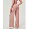 IUGA Wide Leg Pants Woman Pull on Stretchy Work Dress Pants High Waisted Business Casual Trousers Slacks(Pink)
