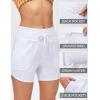 IUGA Womens 5″ Swim Board Shorts Stretchy High Waisted Beach Shorts for Women Quick Dry UPF 50+ Swimsuit Bottoms with Liner(White)