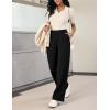 IUGA Womens Dress Pants Wide Leg Pull On Stretchy Work Pants Women High Waisted Business Casual Trousers with Pockets(Black- Petite)