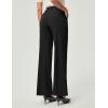 IUGA Womens Dress Pants Wide Leg Pull On Stretchy Work Pants Women High Waisted Business Casual Trousers with Pockets(Black- Petite)