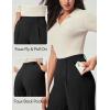 IUGA Womens Dress Pants Wide Leg Pull On Stretchy Work Pants Women High Waisted Business Casual Trousers with Pockets(Black- Petite)