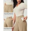 IUGA Womens Dress Pants Wide Leg Pull On Stretchy Work Pants Women High Waisted Business Casual Trousers with Pockets(Khaki- Regular)