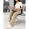 IUGA Womens Dress Pants Wide Leg Pull On Stretchy Work Pants Women High Waisted Business Casual Trousers with Pockets(Khaki- Regular)