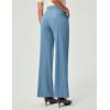 IUGA Womens Dress Pants Wide Leg Pull On Stretchy Work Pants Women High Waisted Business Casual Trousers with Pockets(Light Azure- Regular)
