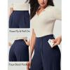 IUGA Womens Dress Pants Wide Leg Pull On Stretchy Work Pants Women High Waisted Business Casual Trousers with Pockets(Midnight Blue- Regular)