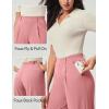 IUGA Womens Dress Pants Wide Leg Pull On Stretchy Work Pants Women High Waisted Business Casual Trousers with Pockets(Pink- Regular)
