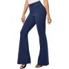 IUGA Bell Bottom Jeans for Women High Waisted Stretchy Pull On Flare Jeans Wide Leg Leggings Tummy Control Flare Pants(Dark Blue)