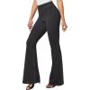 IUGA Bell Bottom Jeans for Women High Waisted Stretchy Pull On Flare Jeans Wide Leg Leggings Tummy Control Flare Pants(Denim Black)