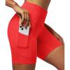 IUGA Biker Shorts Women 6″ Tummy Control Workout Shorts Women with Pockets High Waisted Yoga Running Gym Spandex Compression(Bright Red)