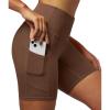 IUGA Biker Shorts Women 6″ Tummy Control Workout Shorts Women with Pockets High Waisted Yoga Running Gym Spandex Compression(Brownie)