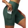 IUGA Biker Shorts Women 6″ Tummy Control Workout Shorts Women with Pockets High Waisted Yoga Running Gym Spandex Compression(Dark Green)