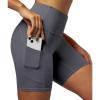 IUGA Biker Shorts Women 6″ Tummy Control Workout Shorts Women with Pockets High Waisted Yoga Running Gym Spandex Compression(Gray)