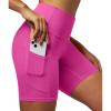 IUGA Biker Shorts Women 6″ Tummy Control Workout Shorts Women with Pockets High Waisted Yoga Running Gym Spandex Compression(Hot Pink)
