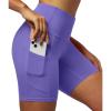 IUGA Biker Shorts Women 6″ Tummy Control Workout Shorts Women with Pockets High Waisted Yoga Running Gym Spandex Compression(Lavender)