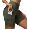 IUGA Biker Shorts Women 6″ Tummy Control Workout Shorts Women with Pockets High Waisted Yoga Running Gym Spandex Compression(Moss Green)