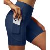 IUGA Biker Shorts Women 6″ Tummy Control Workout Shorts Women with Pockets High Waisted Yoga Running Gym Spandex Compression(Navy Blue)
