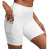 IUGA Biker Shorts Women 6″ Tummy Control Workout Shorts Women with Pockets High Waisted Yoga Running Gym Spandex Compression(Snow)