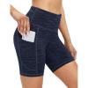 IUGA Biker Shorts Women 6″ Tummy Control Workout Shorts Women with Pockets High Waisted Yoga Running Gym Spandex Compression(Space Dye Navy)