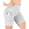 IUGA Biker Shorts Women 6″ Tummy Control Workout Shorts Women with Pockets High Waisted Yoga Running Gym Spandex Compression(Space Dye White)