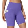 IUGA Biker Shorts Women Tummy Control 8″ Workout Gym High Waisted Running Yoga Compression Spandex Shorts Women with Pockets(Lavender)