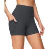 IUGA Biker Shorts Women with Pockets No Front Seam 4″ Yoga Spandex Shorts Women Workout Running High Waisted Tummy Control(Ink Grey)