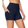 IUGA Biker Shorts Women with Pockets No Front Seam 4″ Yoga Spandex Shorts Women Workout Running High Waisted Tummy Control(Navy Blue)