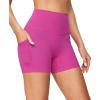 IUGA Biker Shorts Women with Pockets No Front Seam 4″ Yoga Spandex Shorts Women Workout Running High Waisted Tummy Control(Pink)