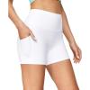 IUGA Biker Shorts Women with Pockets No Front Seam 4″ Yoga Spandex Shorts Women Workout Running High Waisted Tummy Control(White)