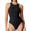 IUGA Bodysuits for Women Tummy Control Sleeveless Bodysuit Racerback Halter Body suits Tank Top(Black)
