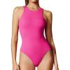 IUGA Bodysuits for Women Tummy Control Sleeveless Bodysuit Racerback Halter Body suits Tank Top(Crush)
