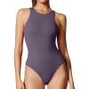 IUGA Bodysuits for Women Tummy Control Sleeveless Bodysuit Racerback Halter Body suits Tank Top(Pastel Violet)