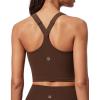 IUGA Buttery Adjustable Workout Tank Tops Woman with Built in Bra Y Back Longline Sports Bra Athletic V-Neck Crop Tops(Brown)