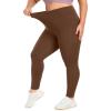 IUGA Buttery Soft Plus Size Leggings for Women No Front Seam Leggings with Pockets for Women Tummy Control Yoga Pants 3X 4X(Chestnut)