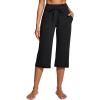 IUGA Capri Pants for Women Capris Wide Leg Pants Woman Yoga Pants with Pockets Loose Casual Work Flare Crop Pants(Black)
