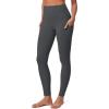 IUGA Compression Leggings for Women Tummy Control No Front Seam Leggings with Pockets High Waisted Workout Yoga Pants(Charcoal Gray)