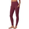 IUGA Compression Leggings for Women Tummy Control No Front Seam Leggings with Pockets High Waisted Workout Yoga Pants(Wine)