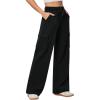 IUGA Fleece Cargo Sweatpants for Women Wide Leg Cargo Pants High Waisted Sweats Pants with Pockets Baggy Joggers Pants(Black)