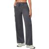 IUGA Fleece Cargo Sweatpants for Women Wide Leg Cargo Pants High Waisted Sweats Pants with Pockets Baggy Joggers Pants(Dark Heather Grey)