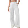 IUGA Fleece Cargo Sweatpants for Women Wide Leg Cargo Pants High Waisted Sweats Pants with Pockets Baggy Joggers Pants(Heather Cloud White)