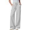 IUGA Fleece Cargo Sweatpants for Women Wide Leg Cargo Pants High Waisted Sweats Pants with Pockets Baggy Joggers Pants(Light Heather Grey)