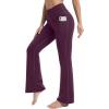 IUGA Fleece Lined Bootcut Yoga Pants with Pockets for Women Thermal Bootleg Pants Winter Workout Flare Leggings(Purple)