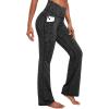IUGA Fleece Lined Bootcut Yoga Pants with Pockets for Women Thermal Bootleg Pants Winter Workout Flare Leggings(Spacedye Mattblack)